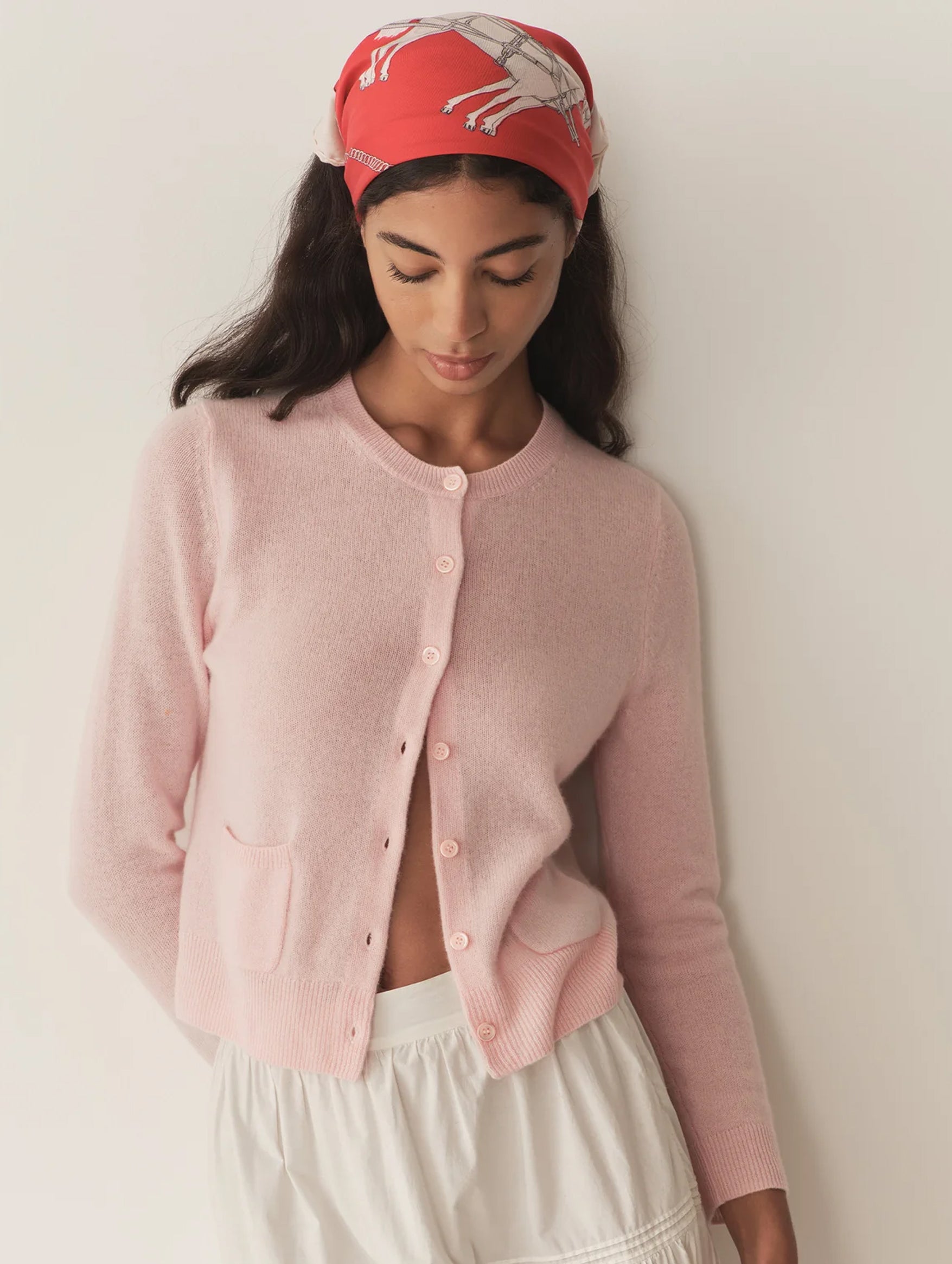 Freya Cashmere Cardigan in Rosewater