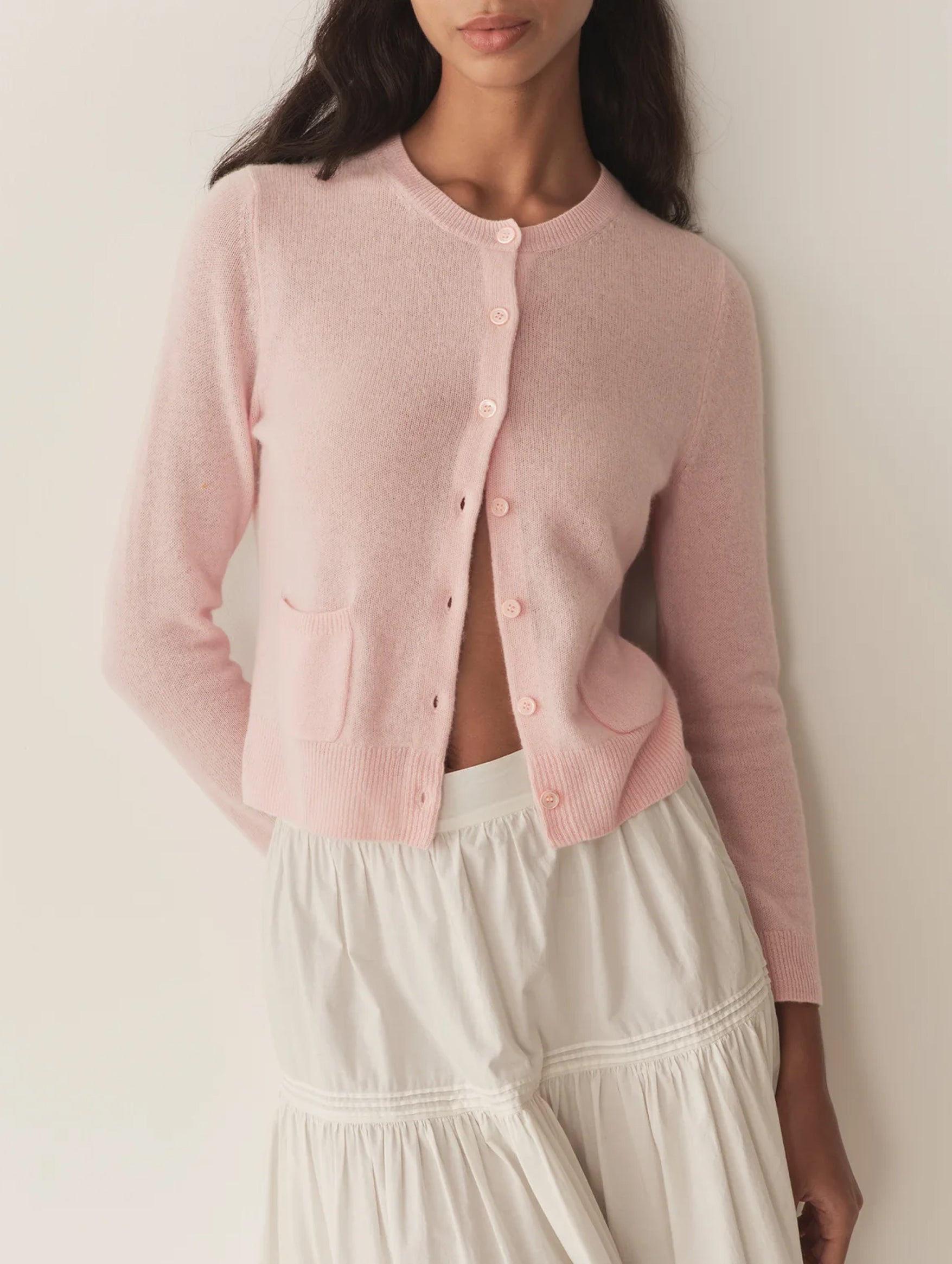 Freya Cashmere Cardigan in Rosewater