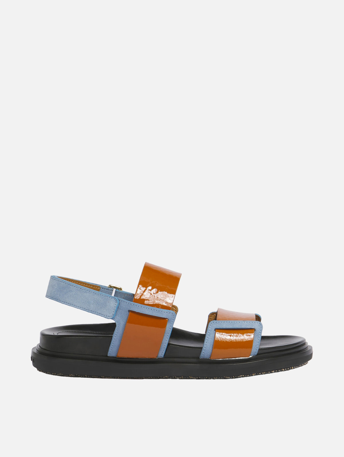 Fussbett Double-Strap Sandal in Light Brown and Blue