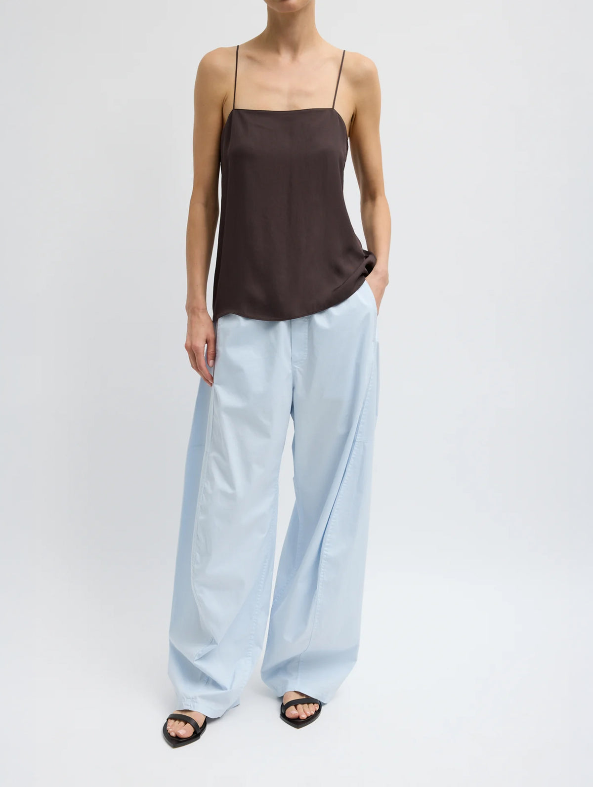 Garment Dyed Silky Cotton Winslow Pull On Pant in Pale Blue (Short)