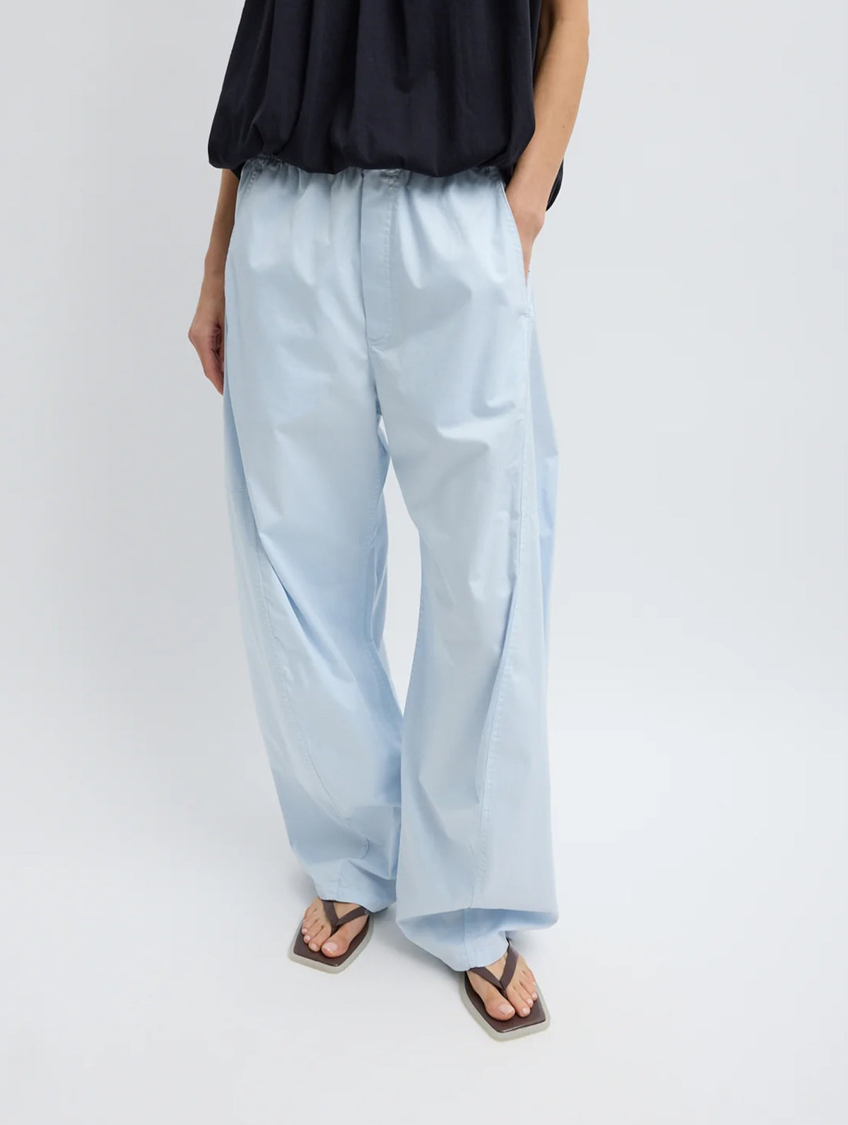 Garment Dyed Silky Cotton Winslow Pull On Pant in Pale Blue (Regular)