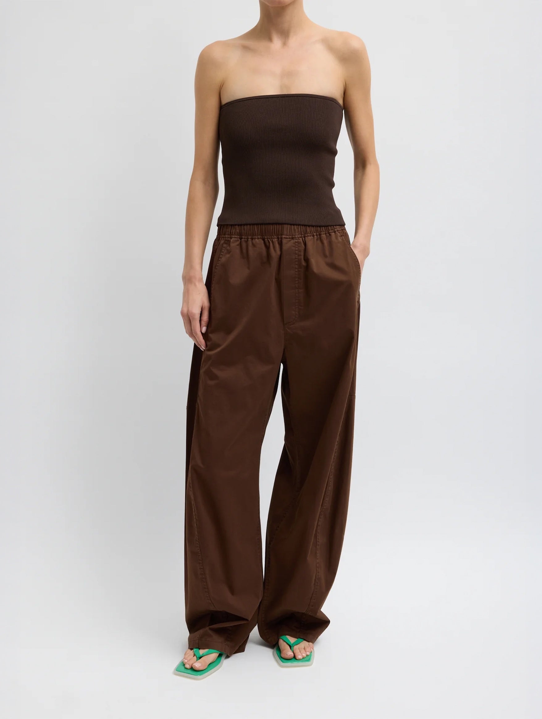 Garment Dyed Silky Cotton Winslow Pull On Pant in Brown (Regular)