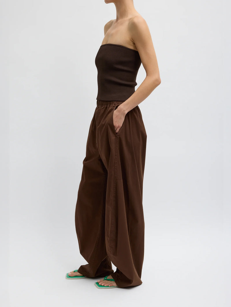 Garment Dyed Silky Cotton Winslow Pull On Pant in Brown (Short)