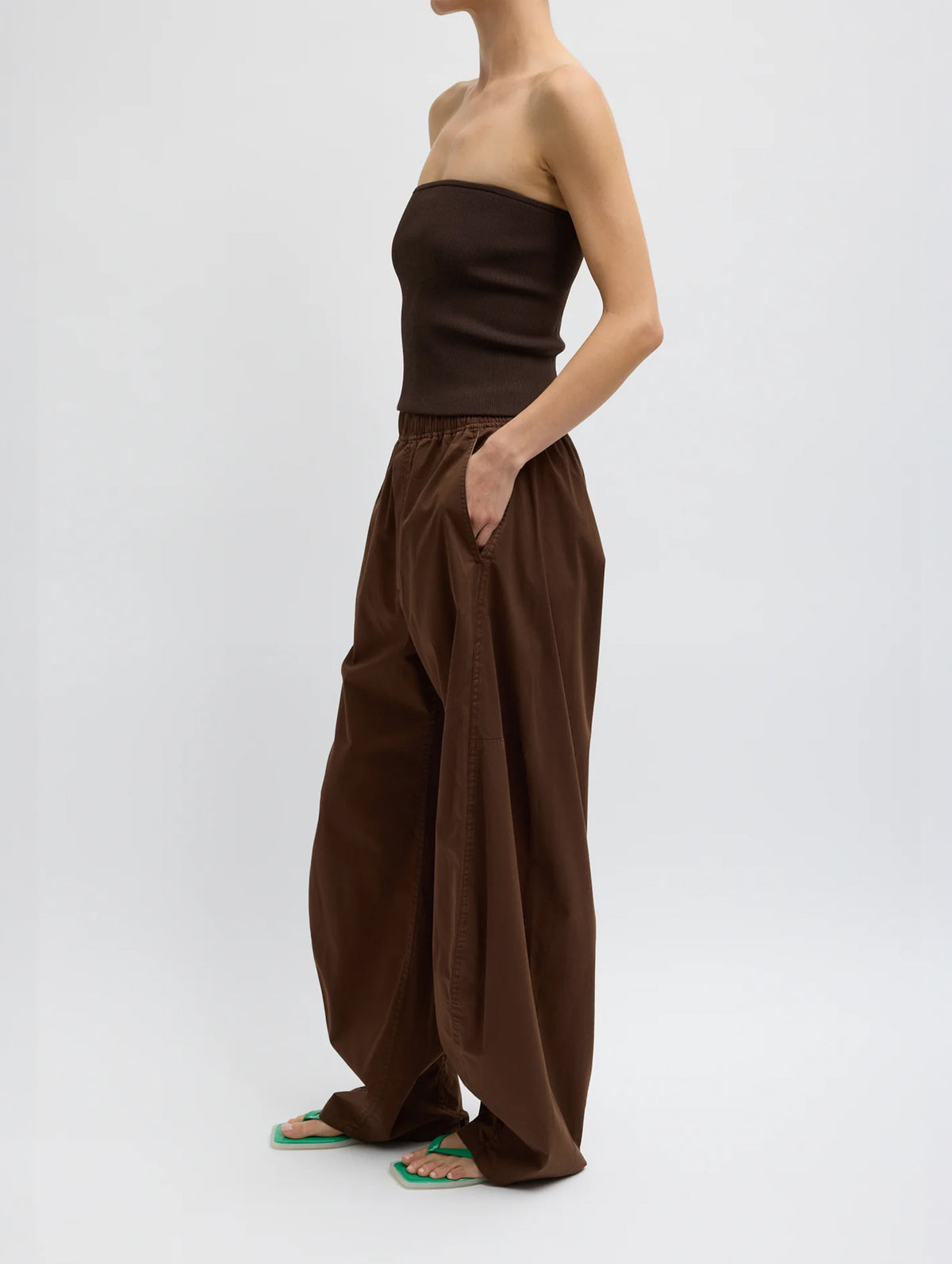 Garment Dyed Silky Cotton Winslow Pull On Pant in Brown (Regular)
