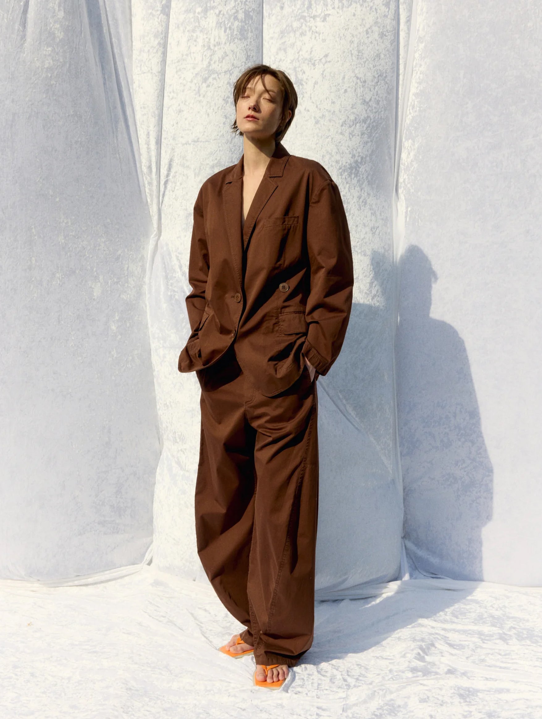 Garment Dyed Silky Cotton Winslow Pull On Pant in Brown (Regular)