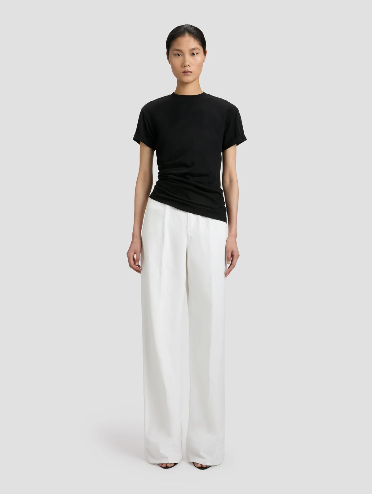 Gathered Detail T-Shirt in Black