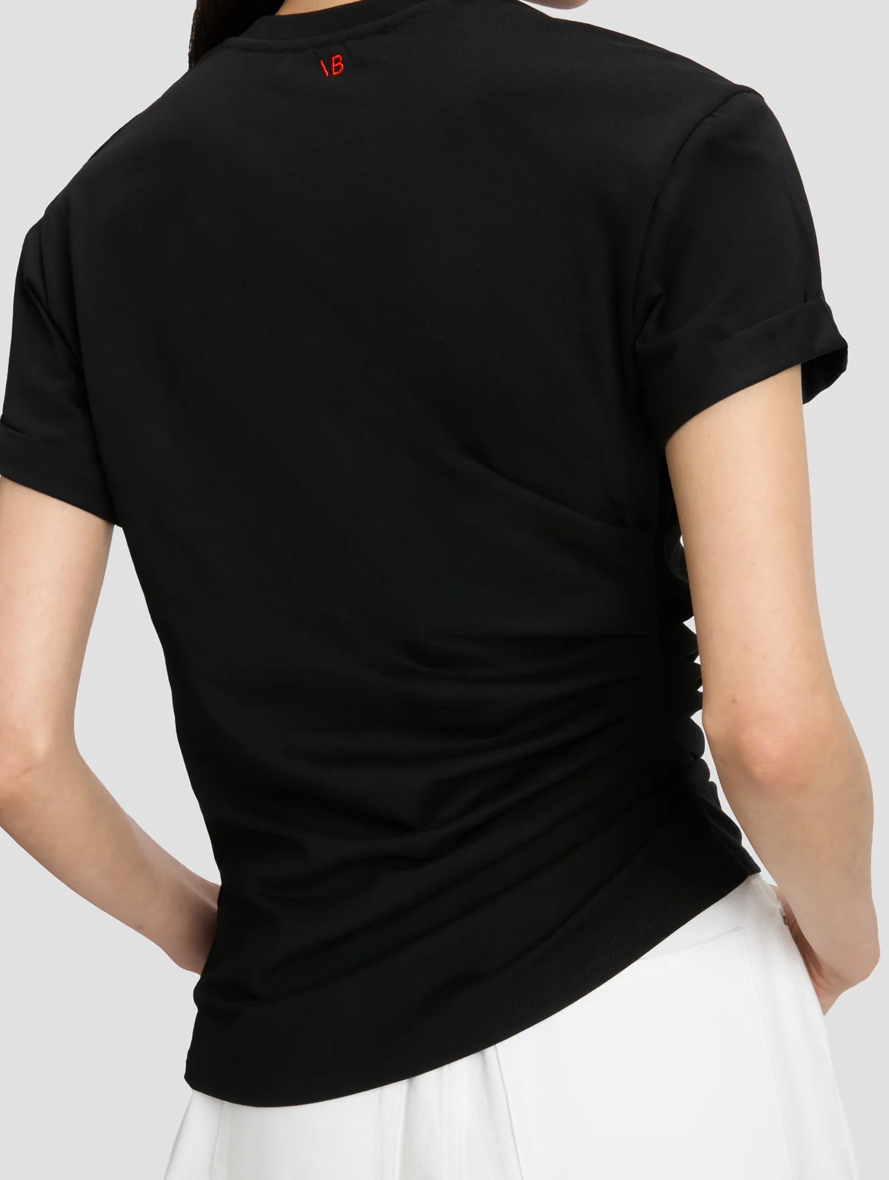 Gathered Detail T-Shirt in Black
