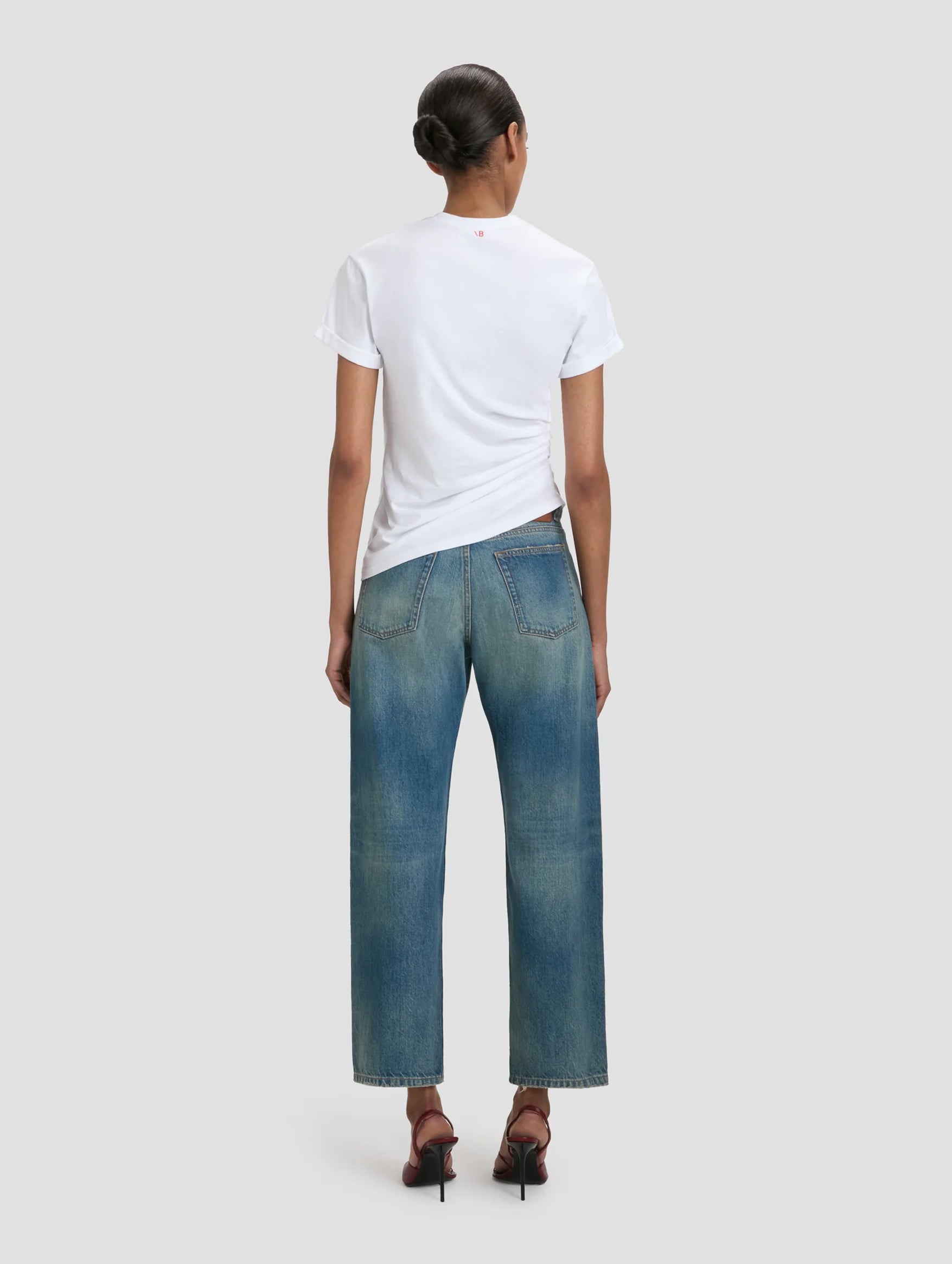 Gathered Detail T-Shirt in White