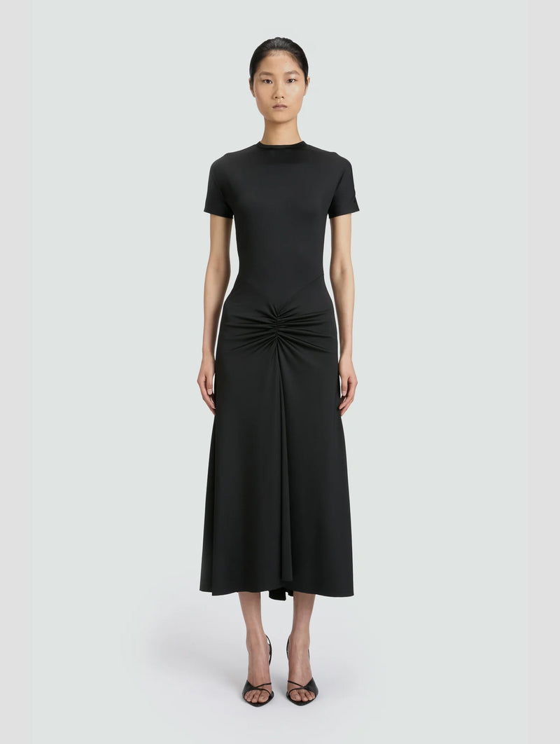 Gathered Waist Detail Dress in Black