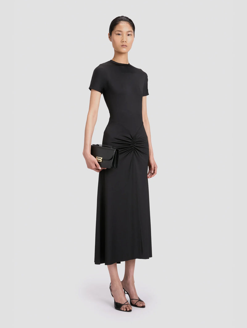 Gathered Waist Detail Dress in Black