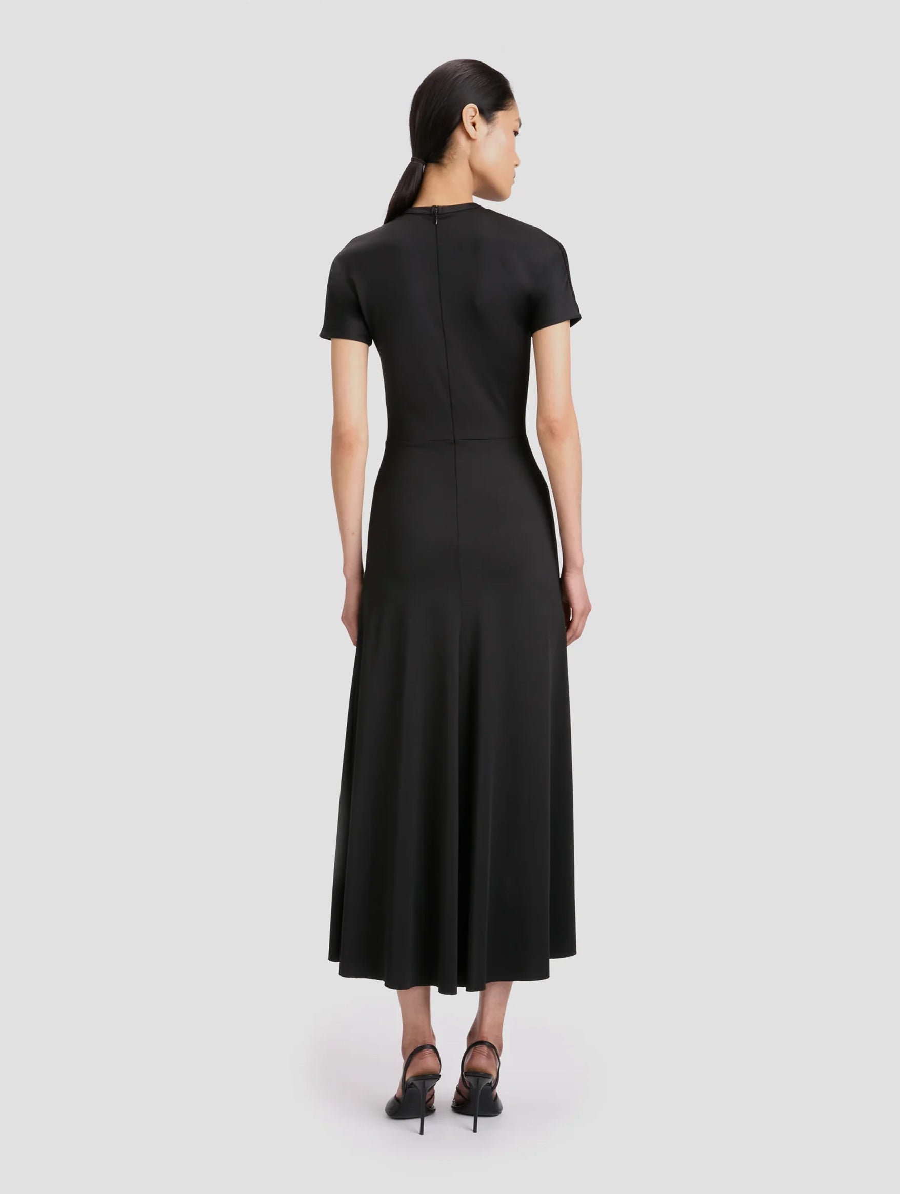Gathered Waist Detail Dress in Black