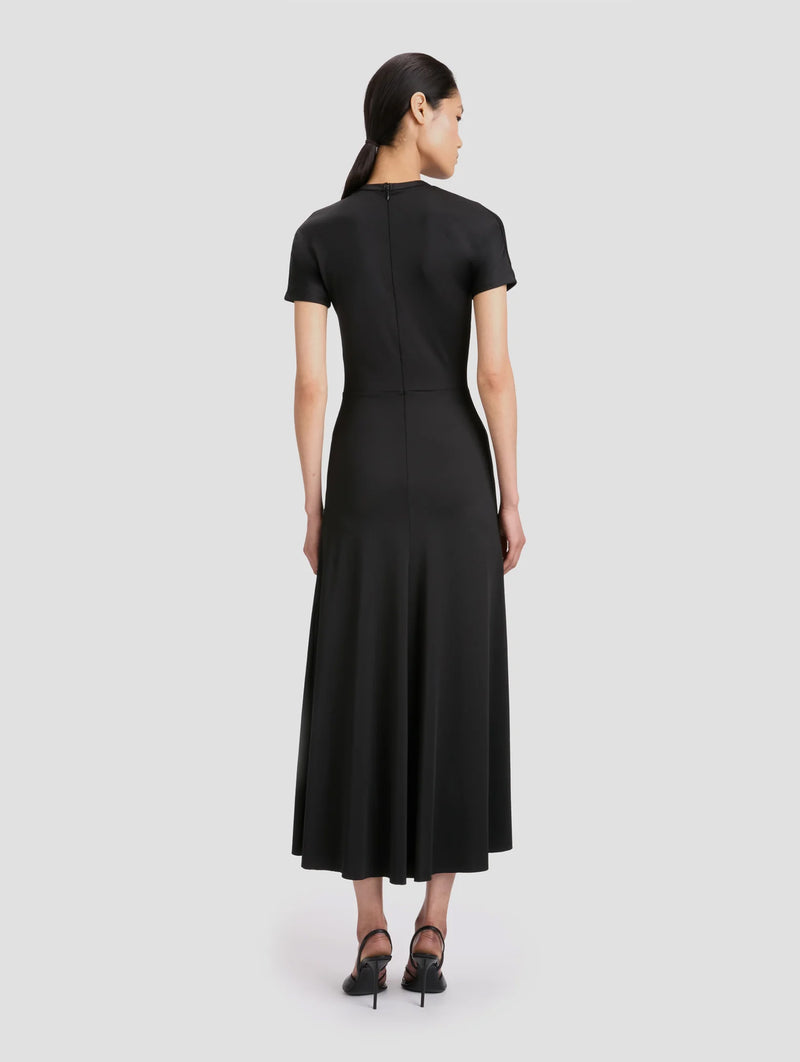 Gathered Waist Detail Dress in Black