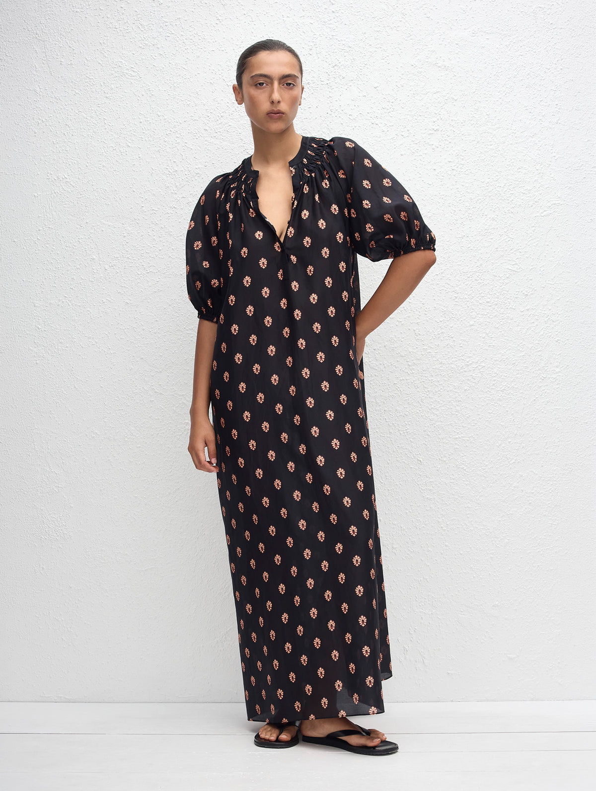 Gathered Yoke Popover Dress in Vida