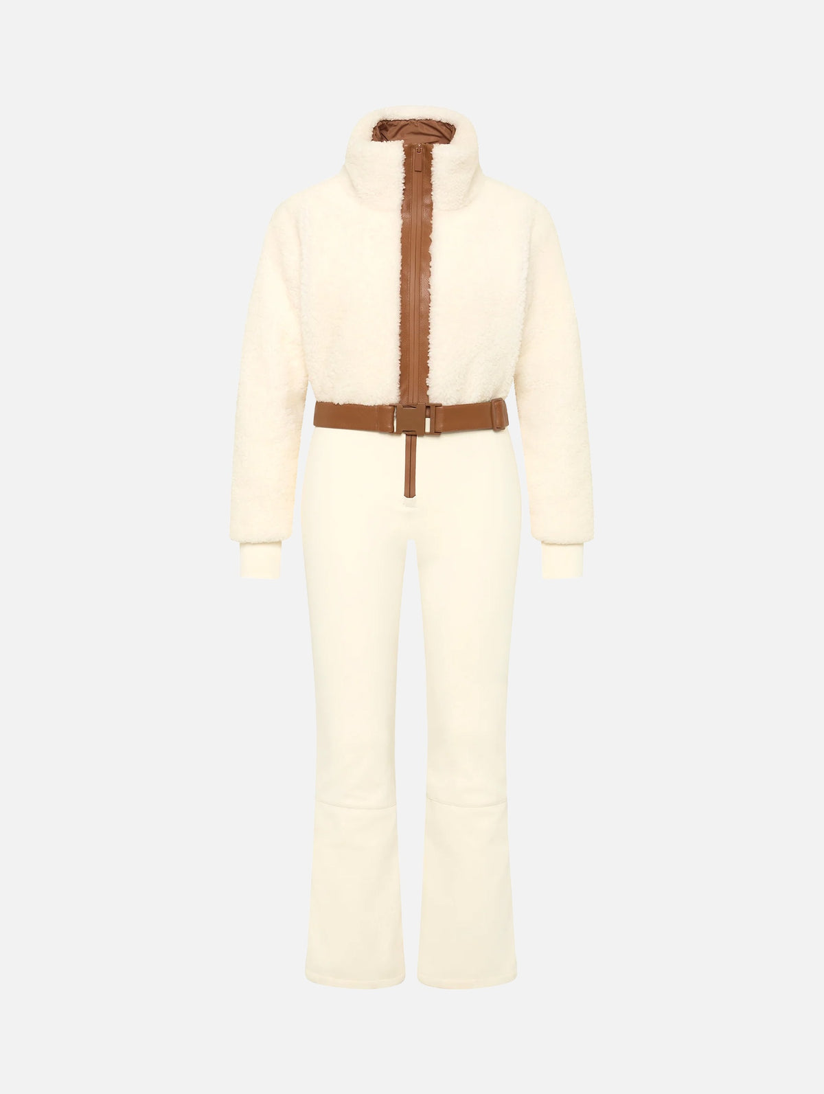 Gia Shearling Ski Suit in Cream and Tan