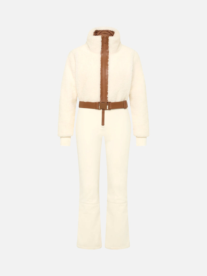 Gia Shearling Ski Suit in Cream and Tan