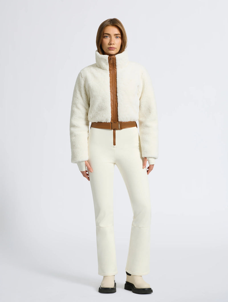 Gia Shearling Ski Suit in Cream and Tan