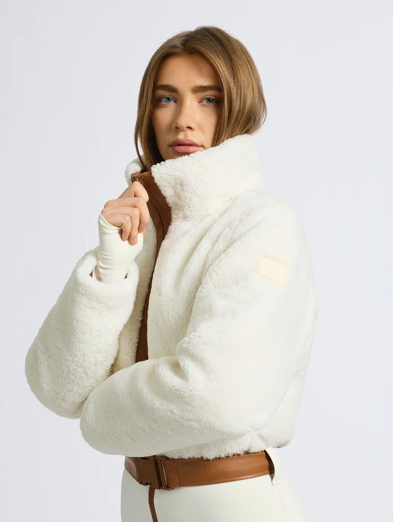 Gia Shearling Ski Suit in Cream and Tan