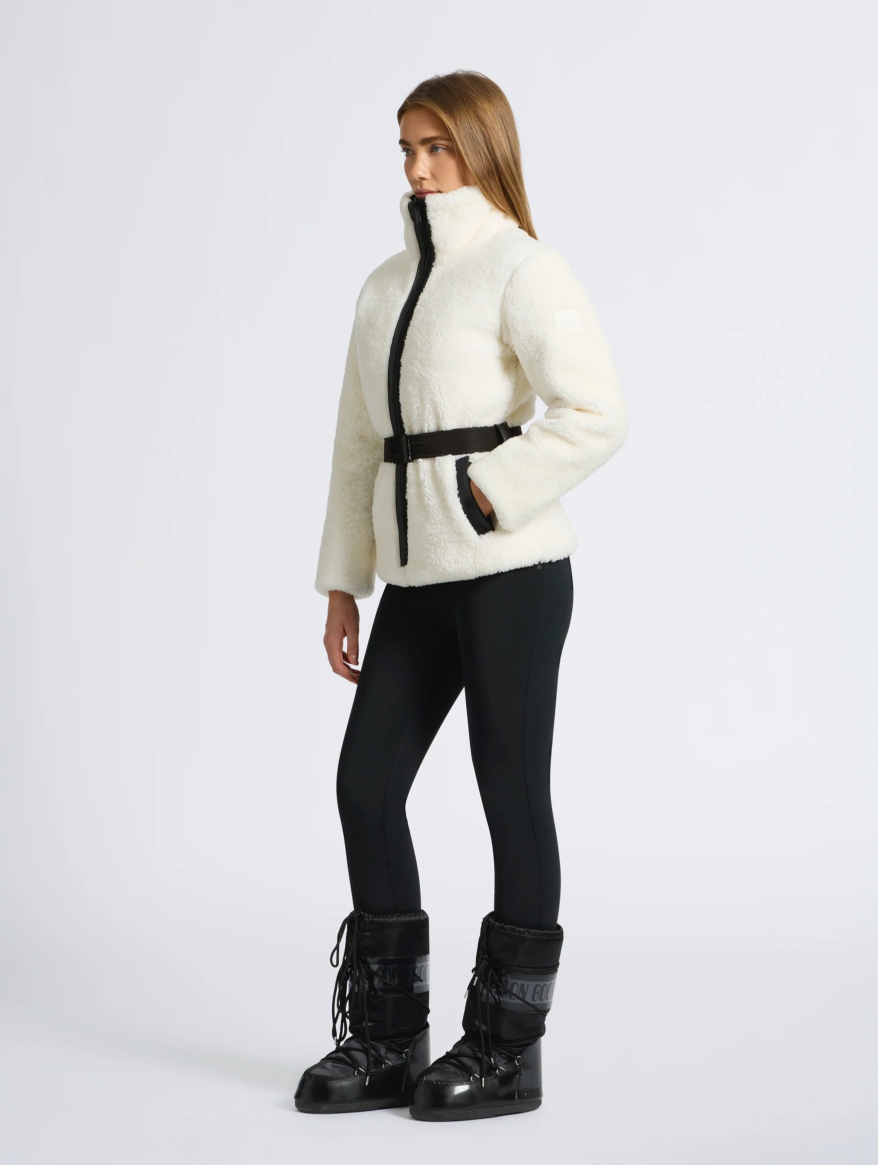 Giselle Reversible Shearling Jacket in Cream and Black