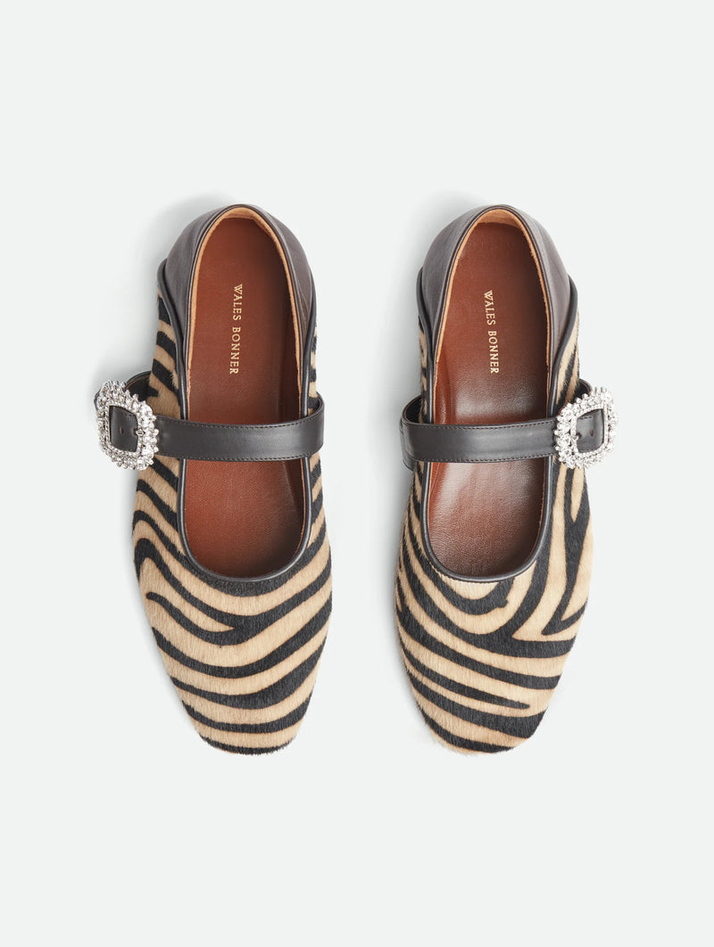 Glide Slipper in Zebra Ponyhair