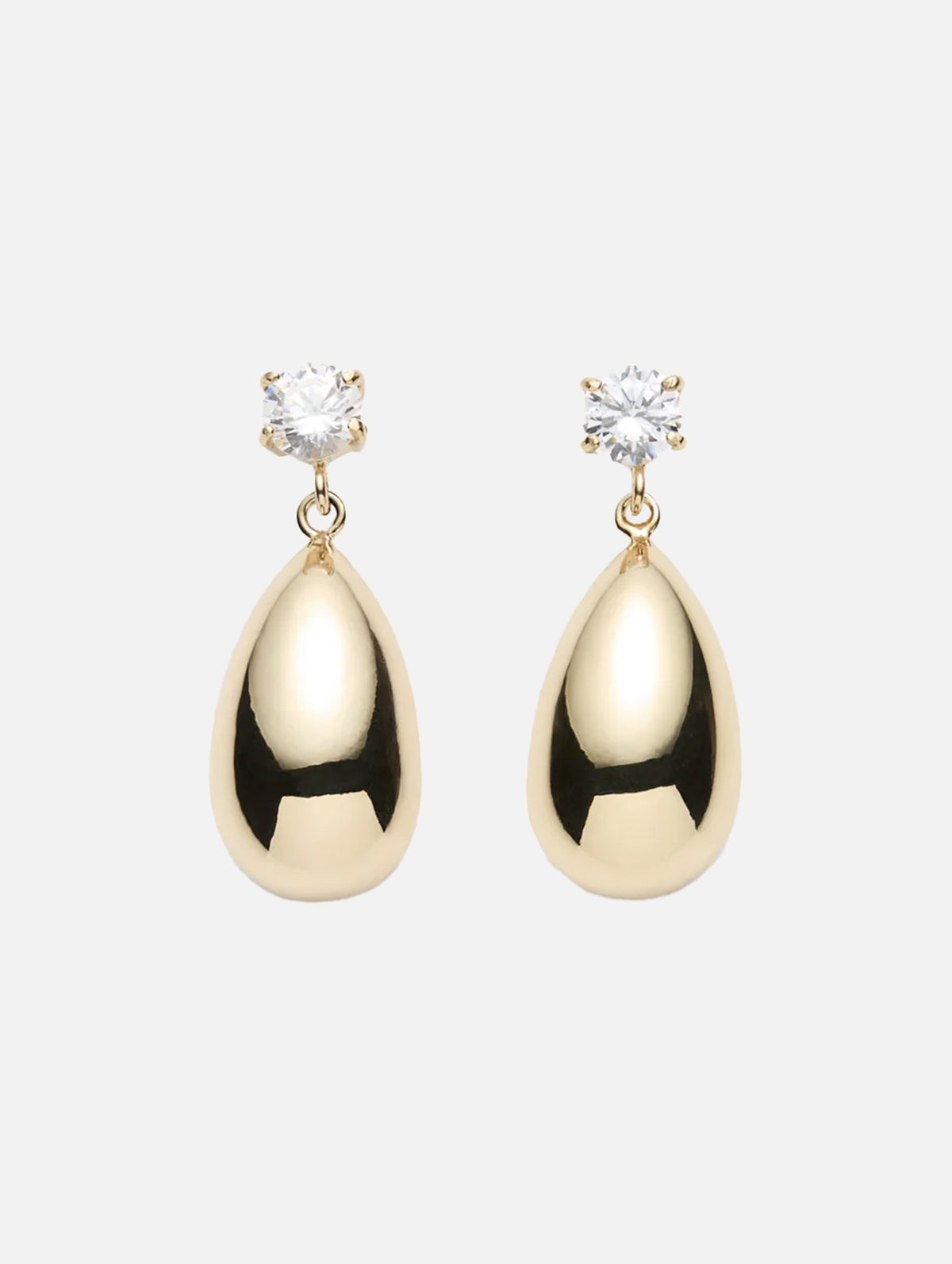 Crystal Stud Teardrop Earrings in Gold