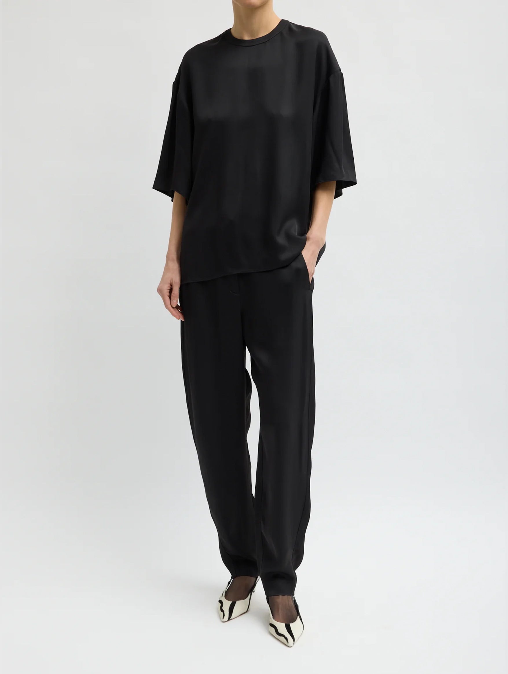 Eco Acetate Viscose Grace Trouser in Black