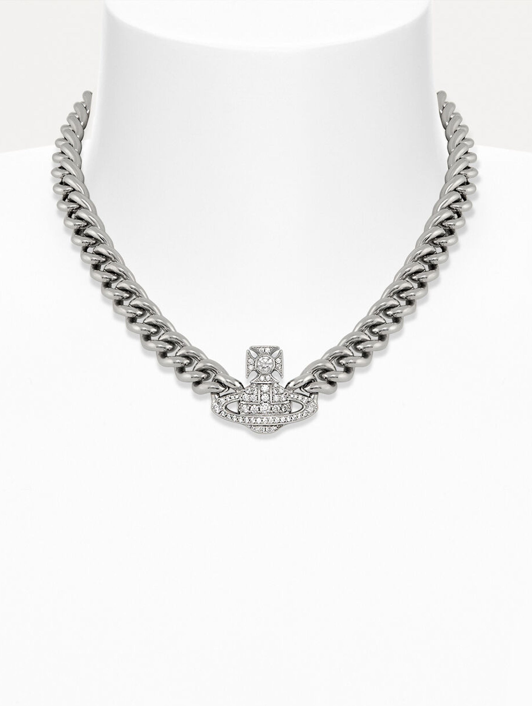 Graziella Small Choker in Platinum / White CZ