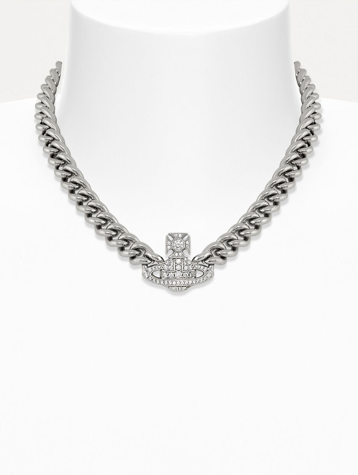Graziella Small Choker in Platinum / White CZ