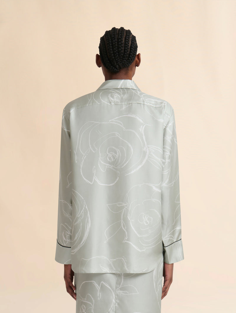 Silk Shirt With Aurora Print in Green