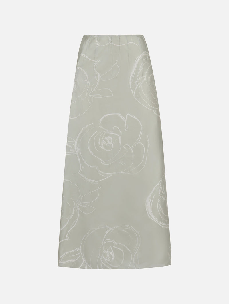 Silk Skirt With Aurora Print in Green