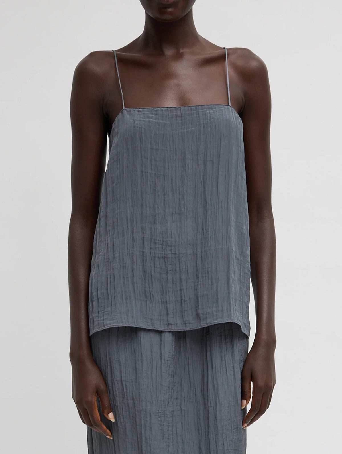 The Crinkle Slip Cami in Dark Grey