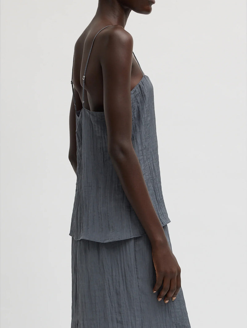 The Crinkle Slip Cami in Dark Grey