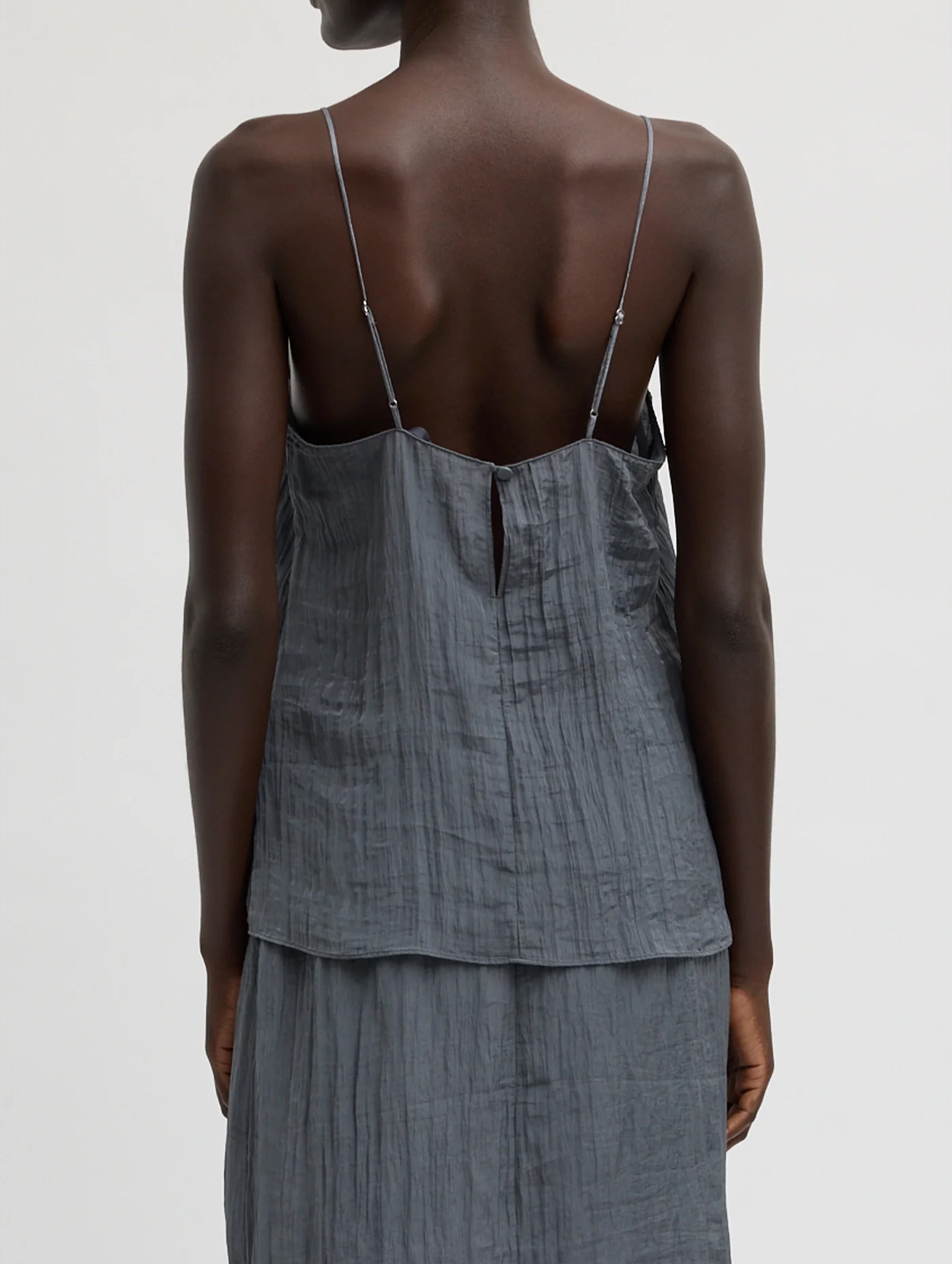 The Crinkle Slip Cami in Dark Grey