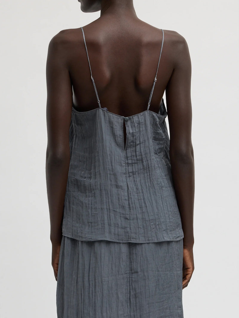 The Crinkle Slip Cami in Dark Grey