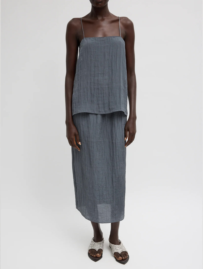 The Crinkle Slip Cami in Dark Grey