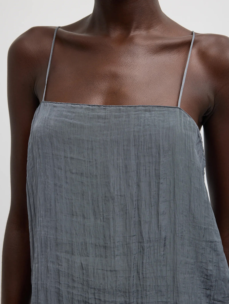 The Crinkle Slip Cami in Dark Grey
