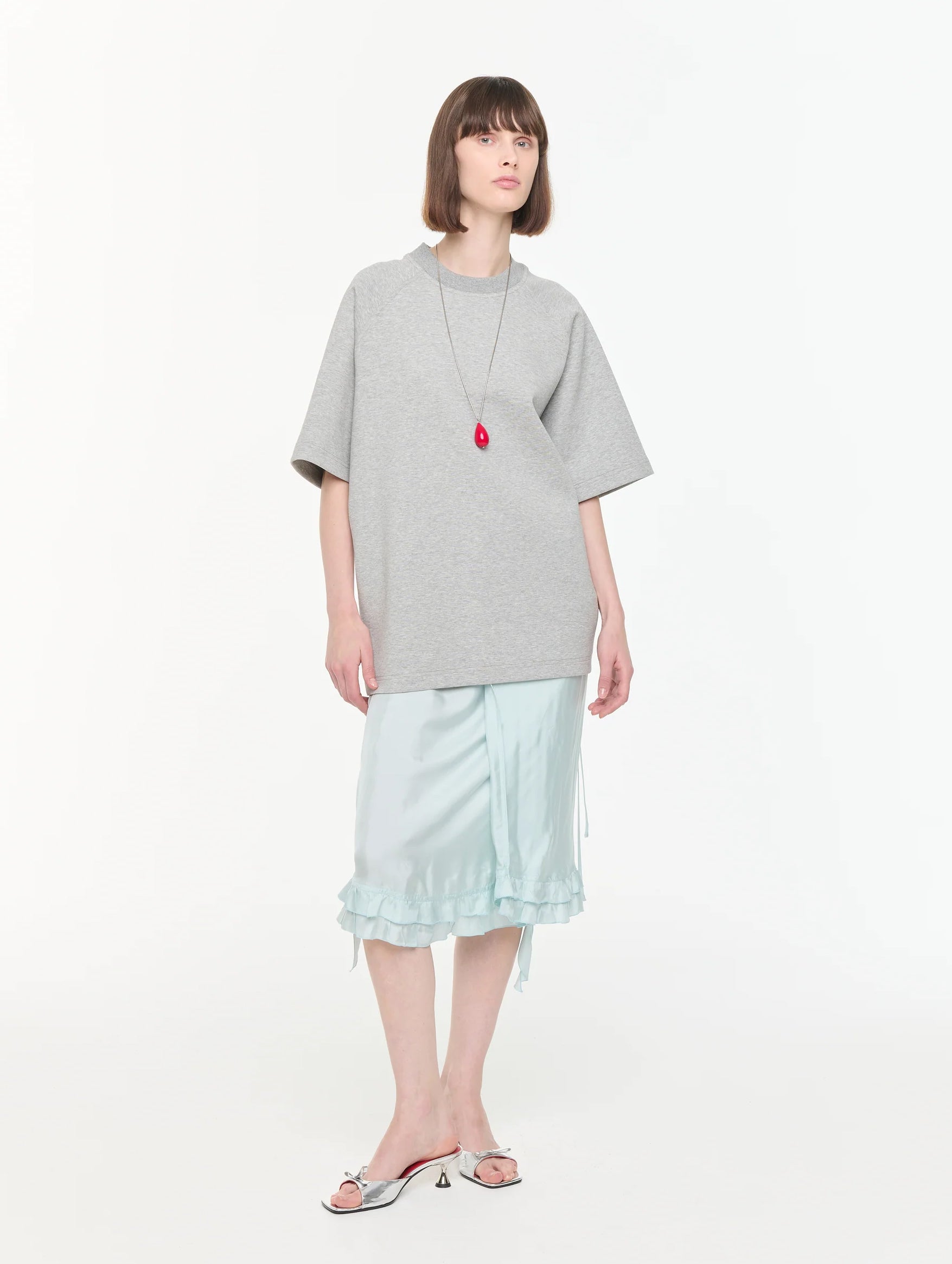 Short Sleeve Sweater in Grey