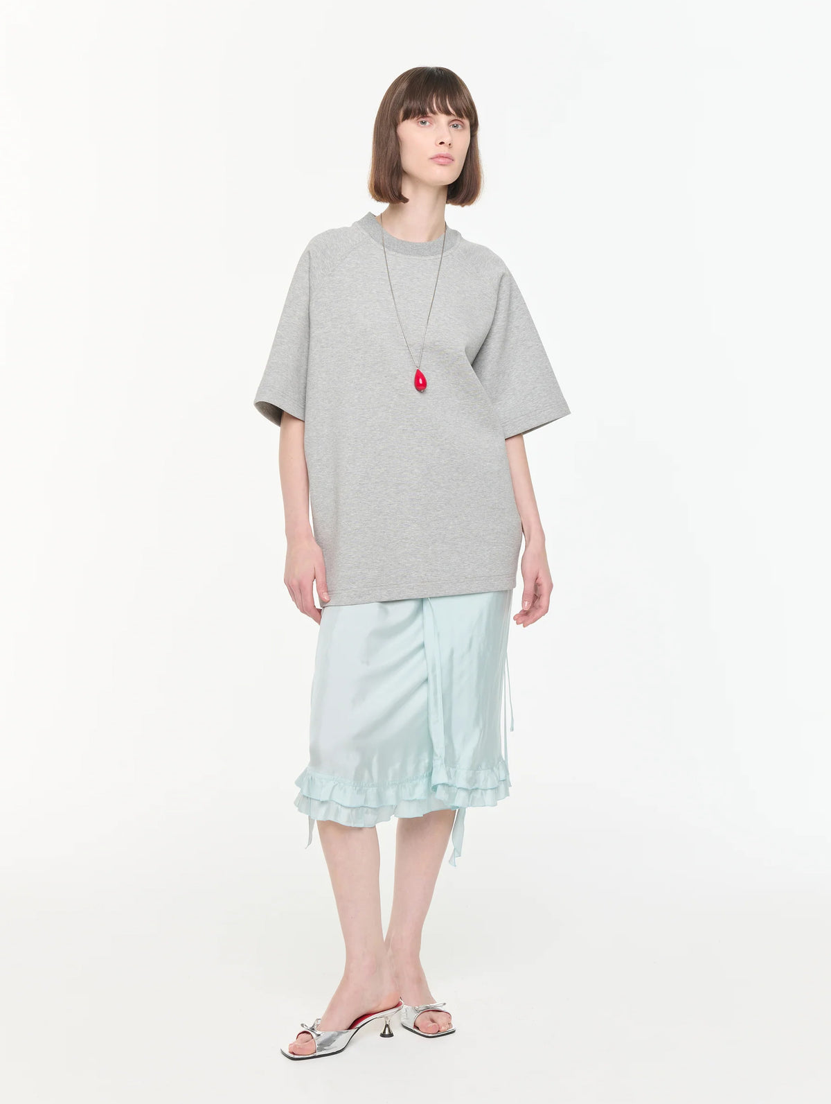 Short Sleeve Sweater in Grey