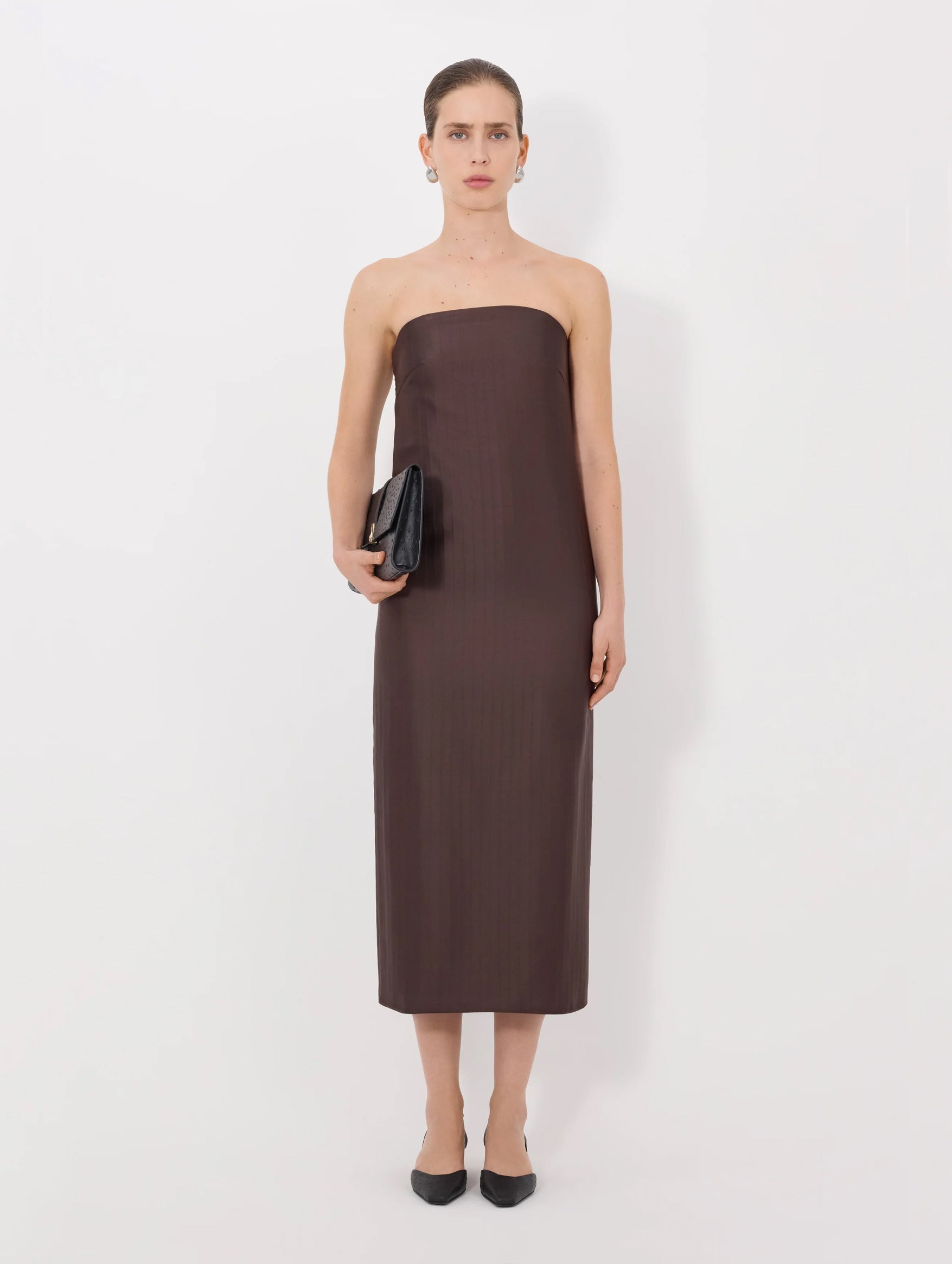 Giulia Bustier Dress in Dark Brown