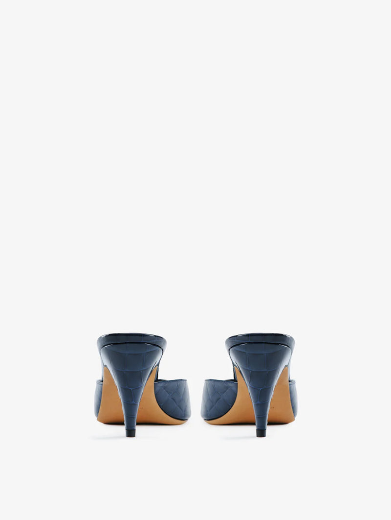 Haze Sandal in Ink Croc Embossed Leather