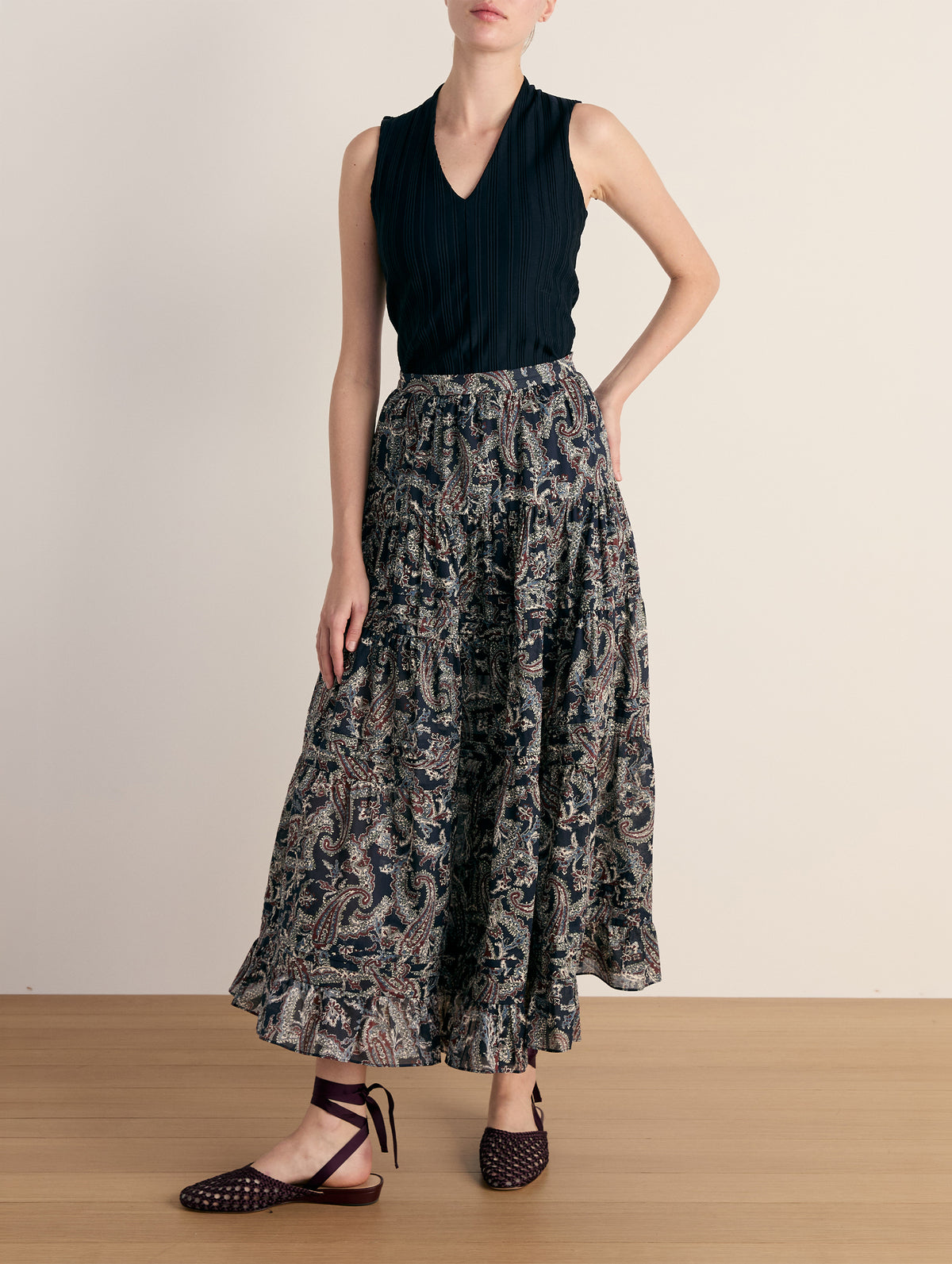 Heatheralyn Skirt in Navy Multi