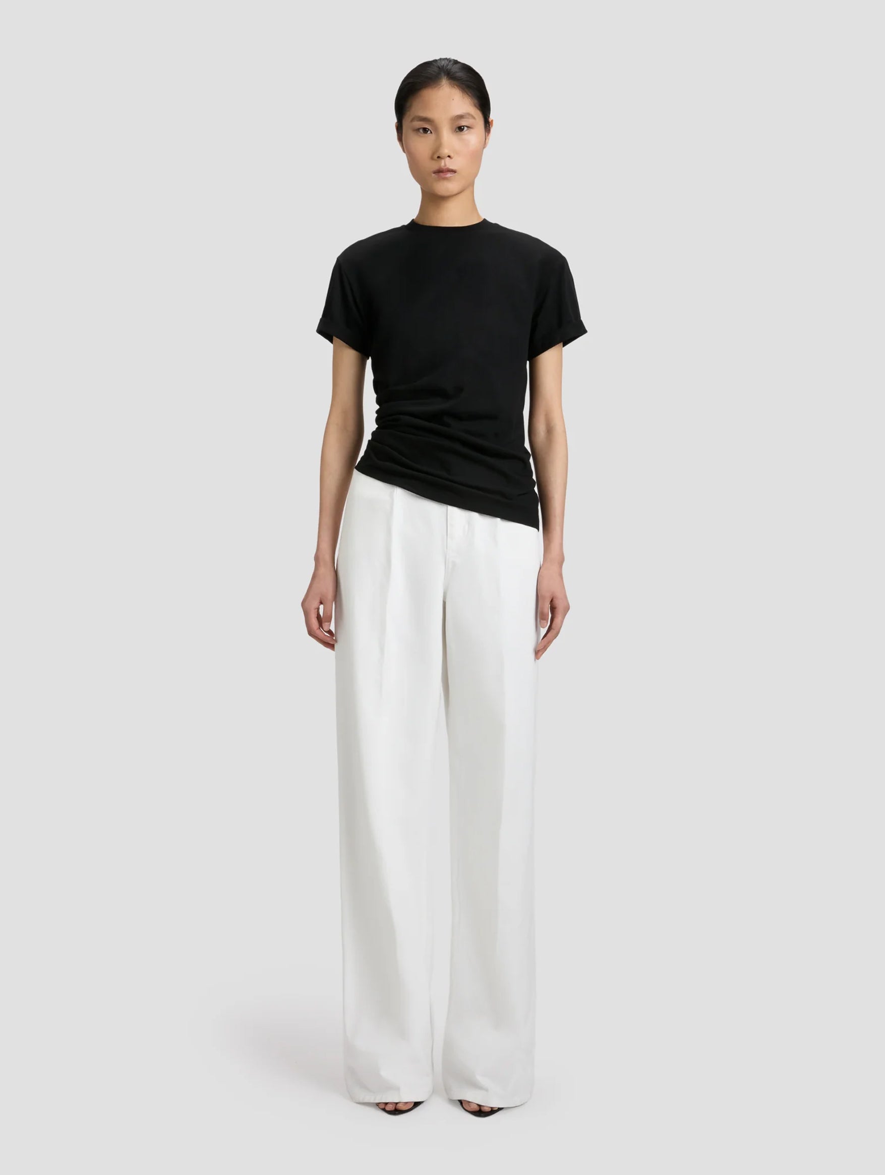 High Waist Cinch Jean in Washed White