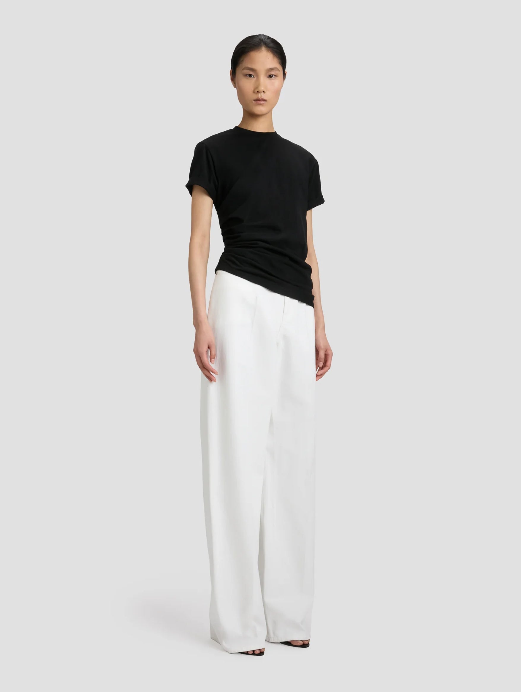 High Waist Cinch Jean in Washed White