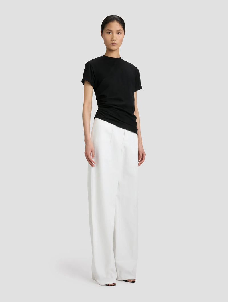 High Waist Cinch Jean in Washed White