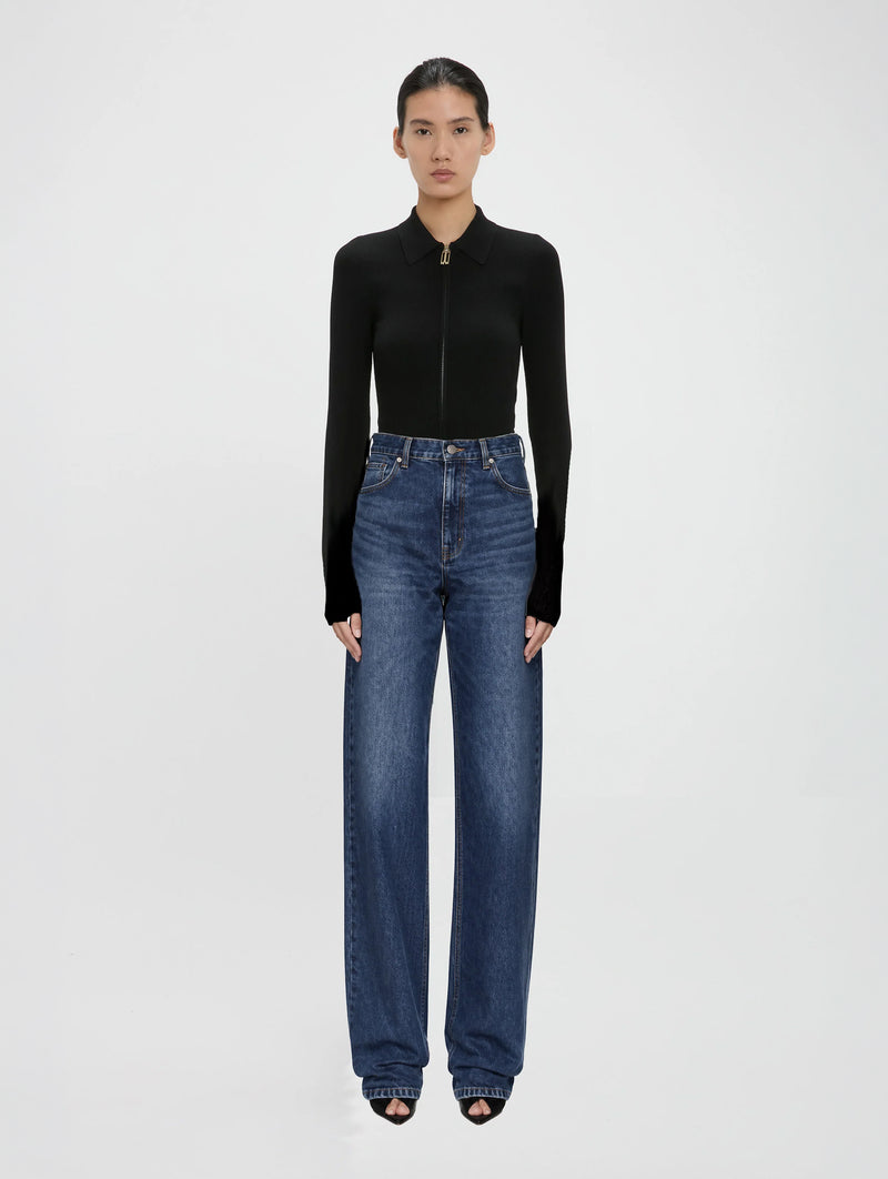 High Waist Jean in Mid Blue Wash