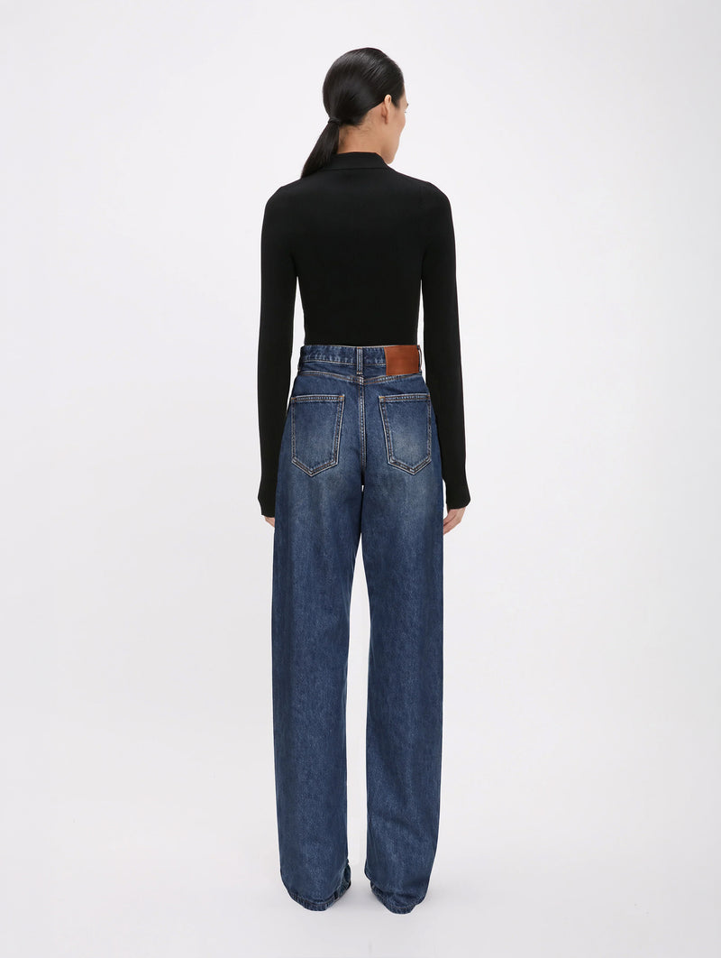 High Waist Jean in Mid Blue Wash