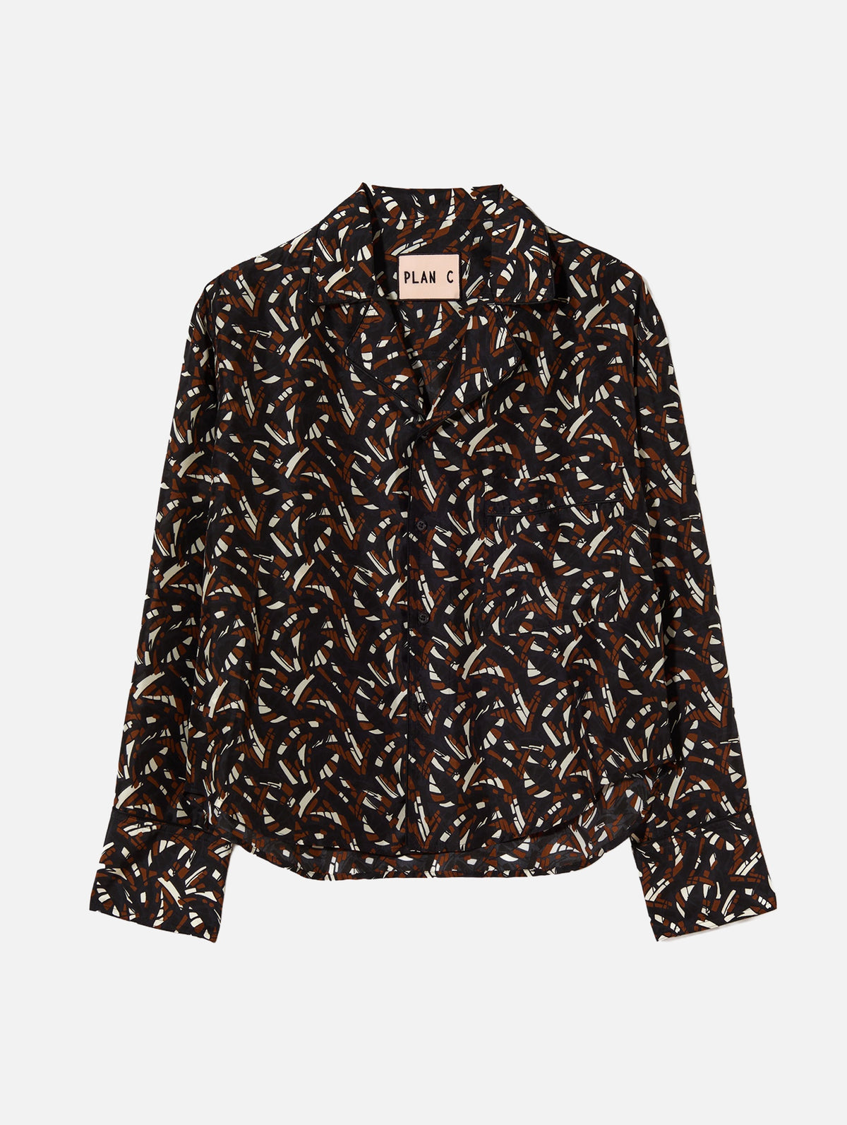 Haboutai Silk Shirt in Brown Fantasy