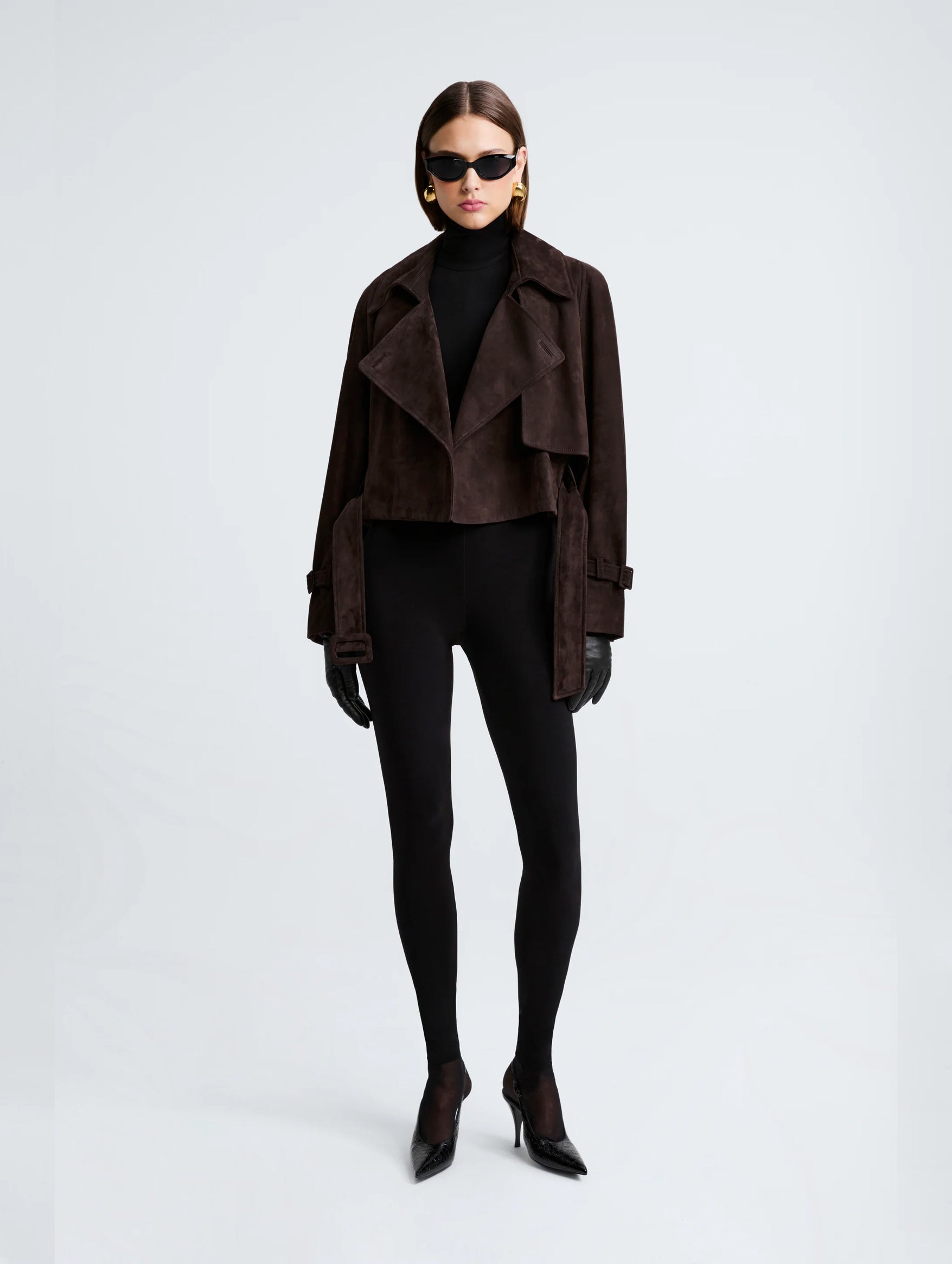 Hatti Suede Cropped Jacket in Mocha