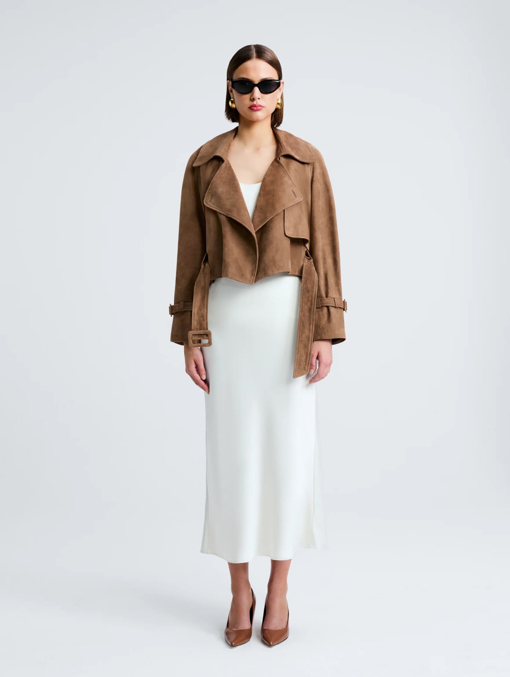 Hatti Suede Cropped Jacket in Tobacco