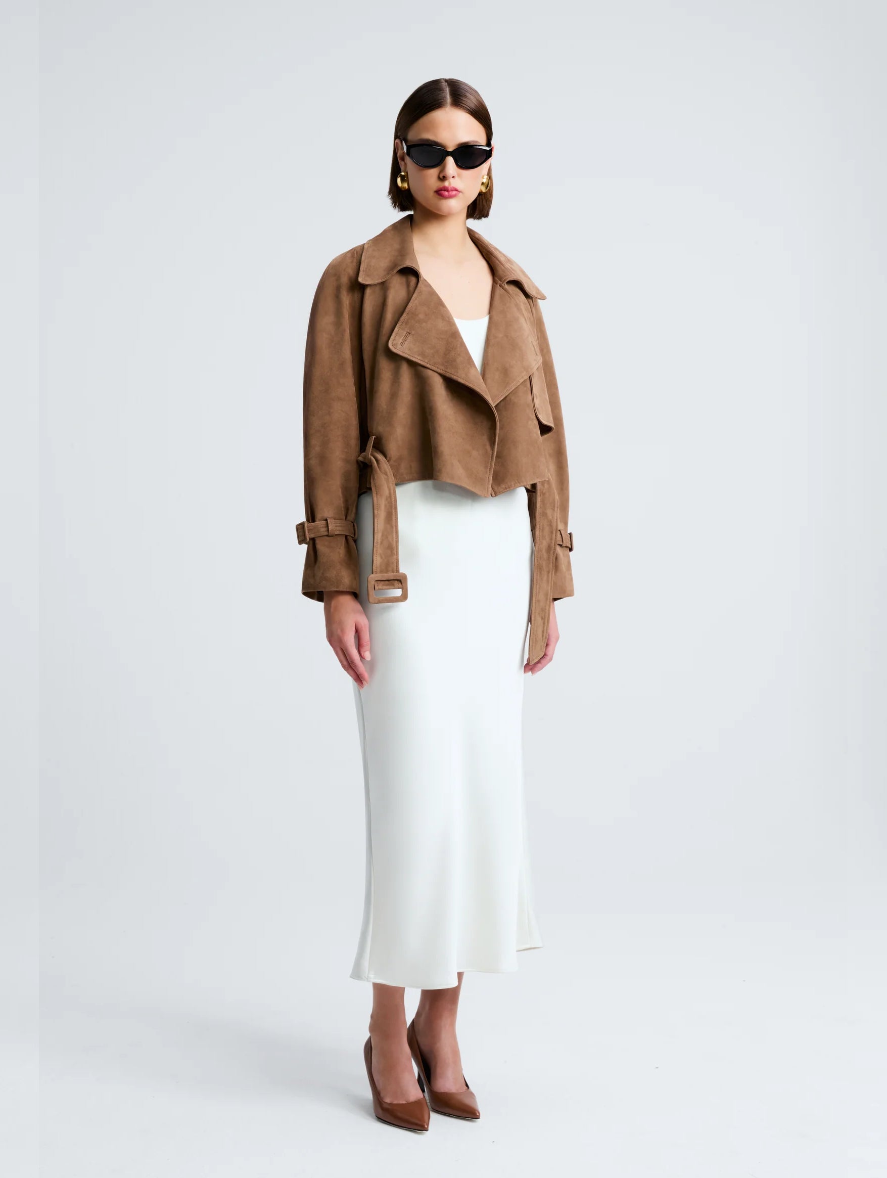 Hatti Suede Cropped Jacket in Tobacco