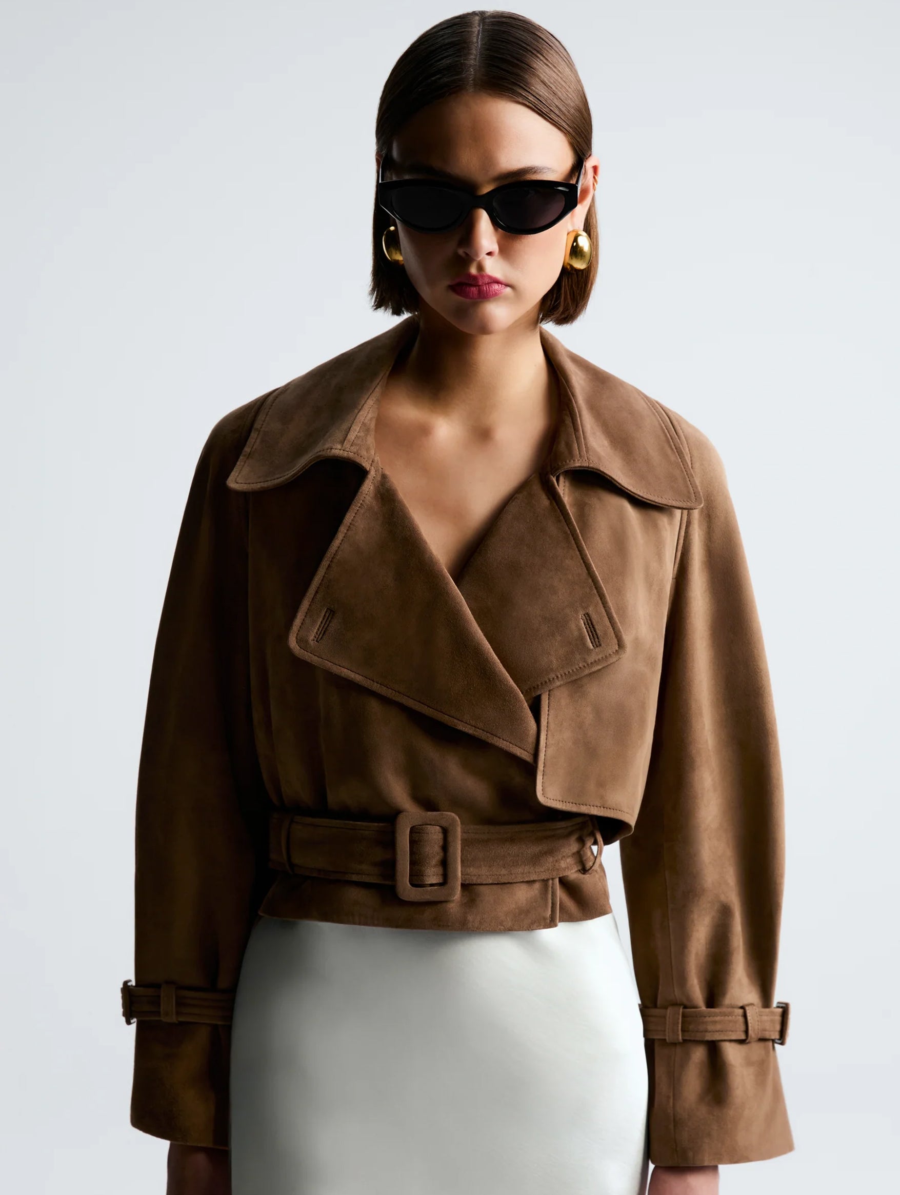 Hatti Suede Cropped Jacket in Tobacco